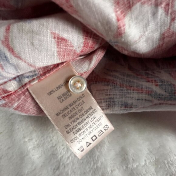 Tommy Bahama Womens Red Floral 100% Linen Button-Up Short Sleeve Shirt Top Small - Picture 4 of 7